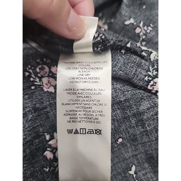 Free People Womens Black Floral Puff Sleeve Boho Cottagecore Peasant Top Small - Picture 8 of 9